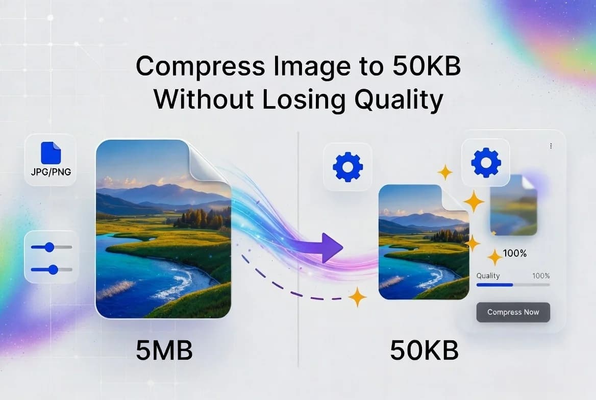 ompress image to 50kb without losing quality