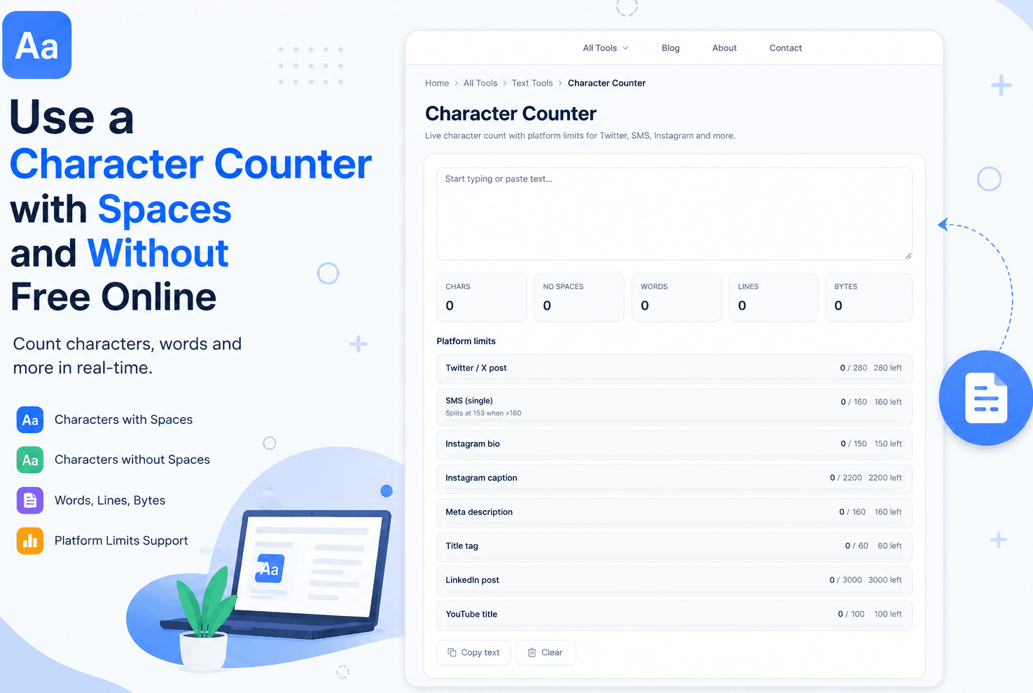 Character Counter with Spaces and Without